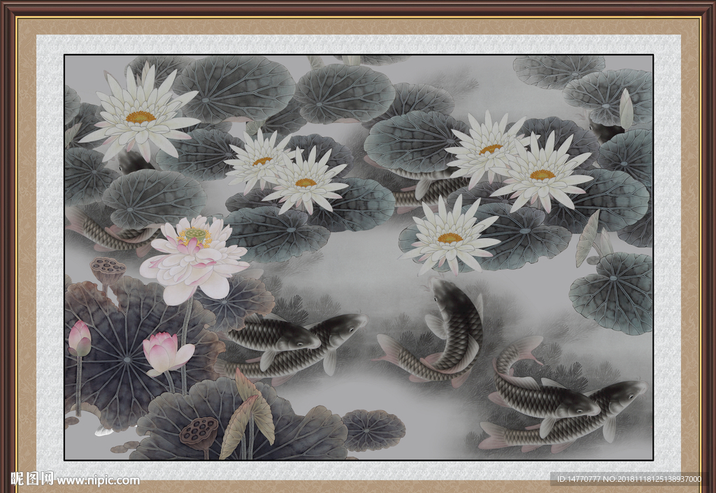 国画荷花 水墨荷花图