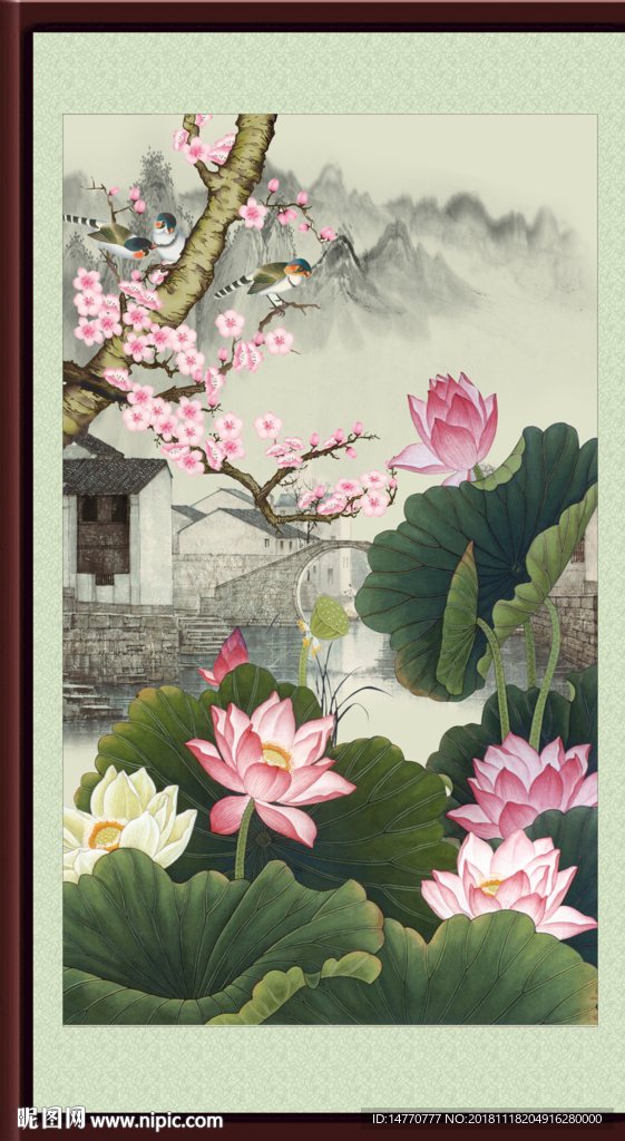中国画荷花