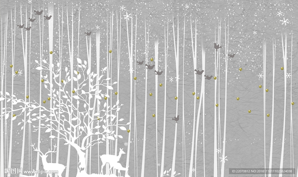 欧式唯美麋鹿背景墙