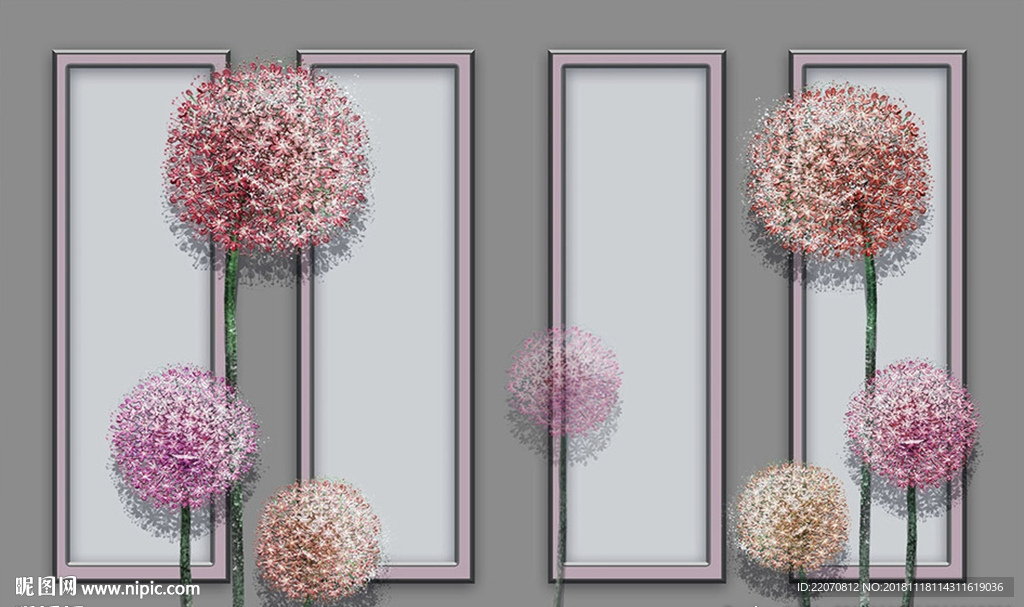 现代唯美大气几何蒲公英背景墙