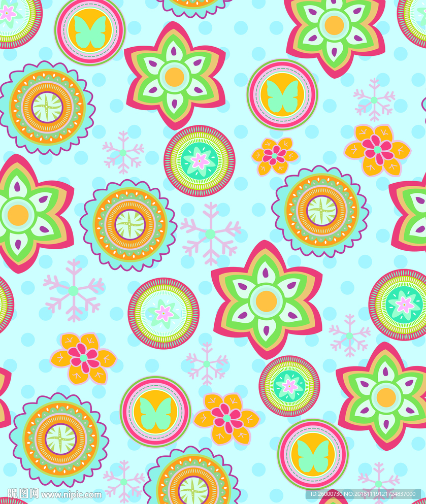 圆花  满版无缝