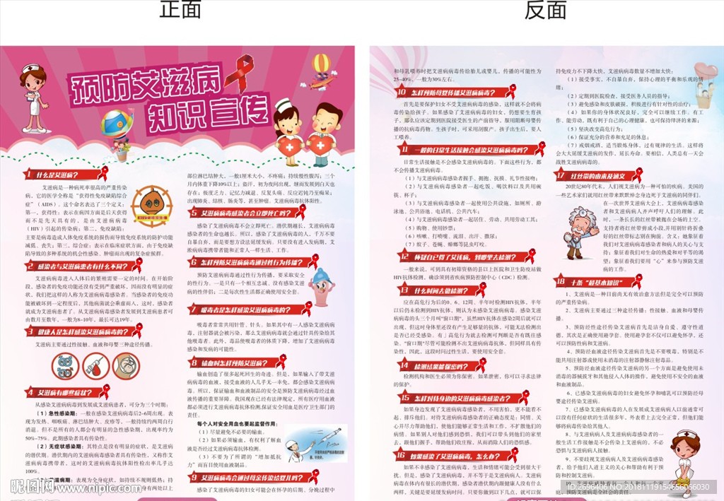 预防艾滋病知识宣传单页