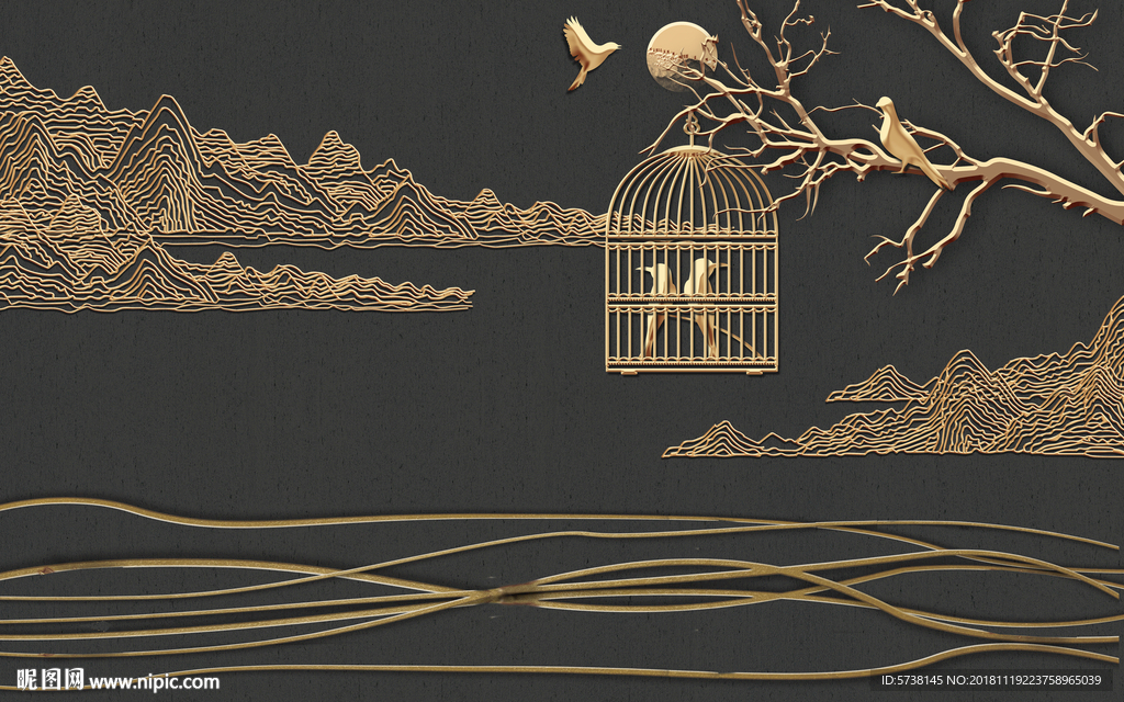 中式屏风玄关创意艺术背景底