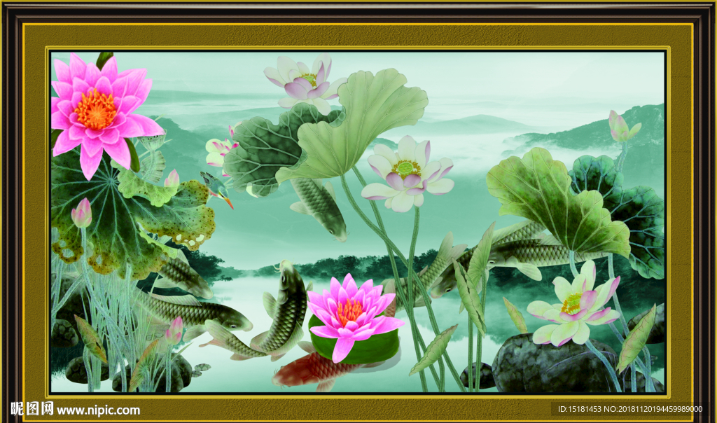 国画荷花 水墨