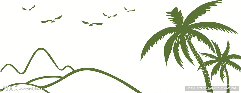 椰子树海鸥山