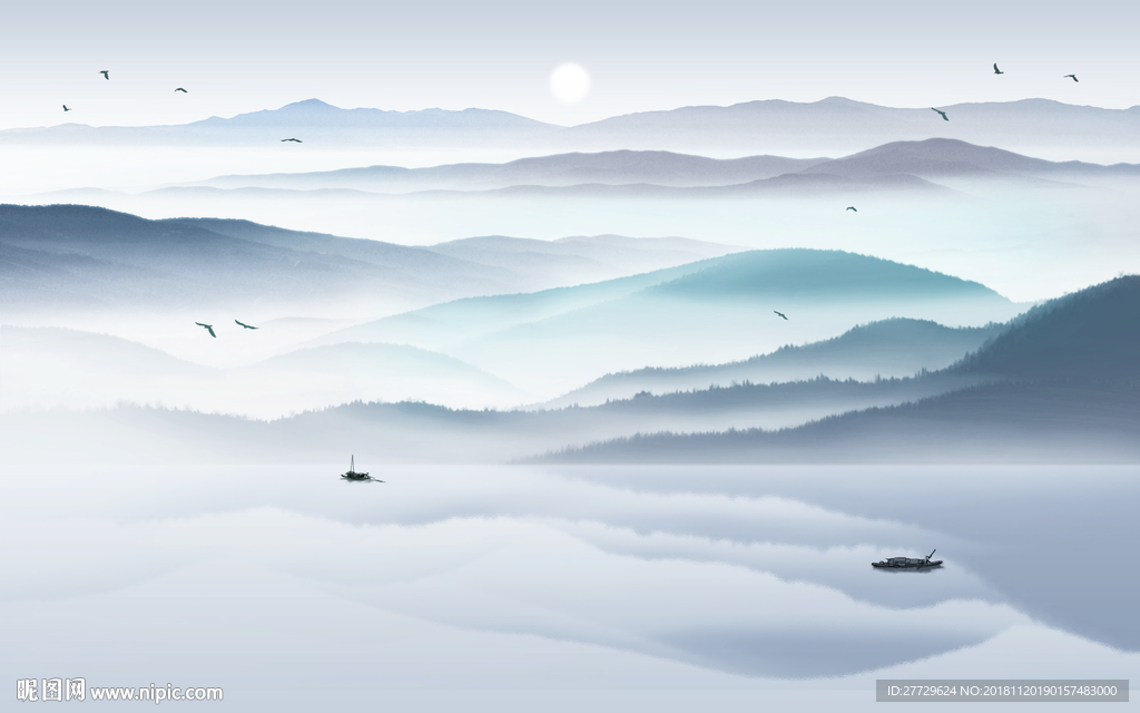 水墨山水背景墙