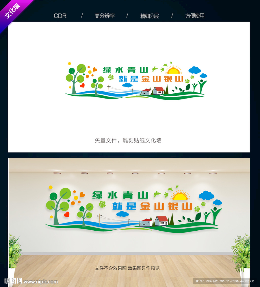 绿水青山就是金山银山文化墙