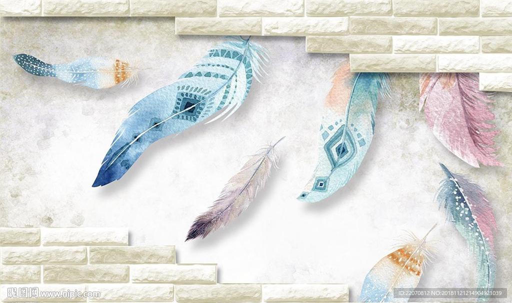 现代风羽毛装饰背景墙