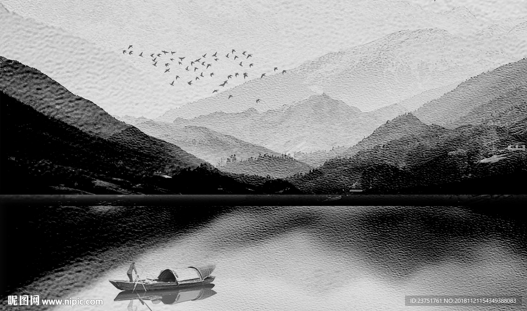 手绘山水画
