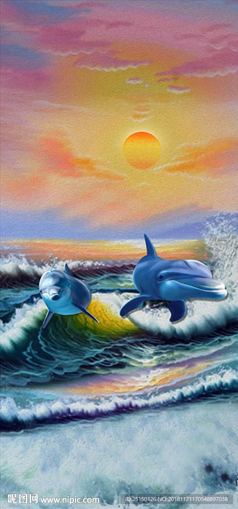 抽象山水小鸟风景装饰画