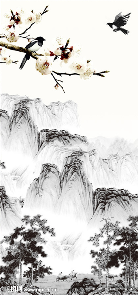中式水墨山水画装饰画