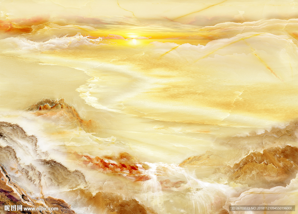大理石山水画背景墙
