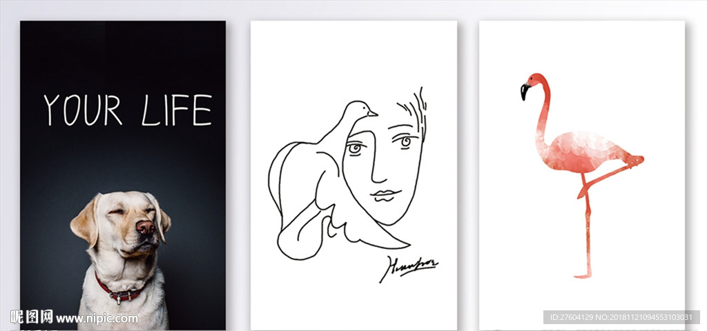 简约混搭创意动物线条装饰画