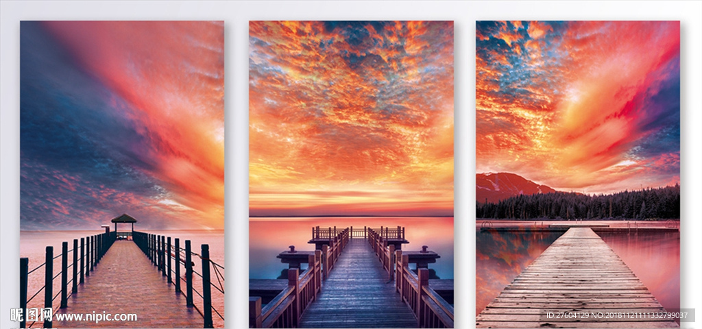 大气晚霞风景装饰画