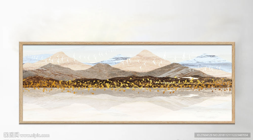 简约抽象山水风光麋鹿装饰画