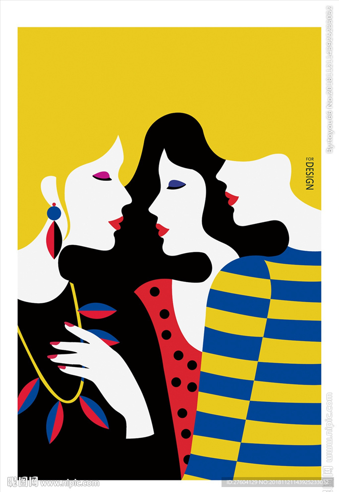现代简约抽象美女插画装饰画
