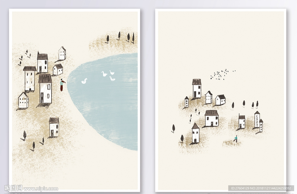 小清新手绘风景装饰画