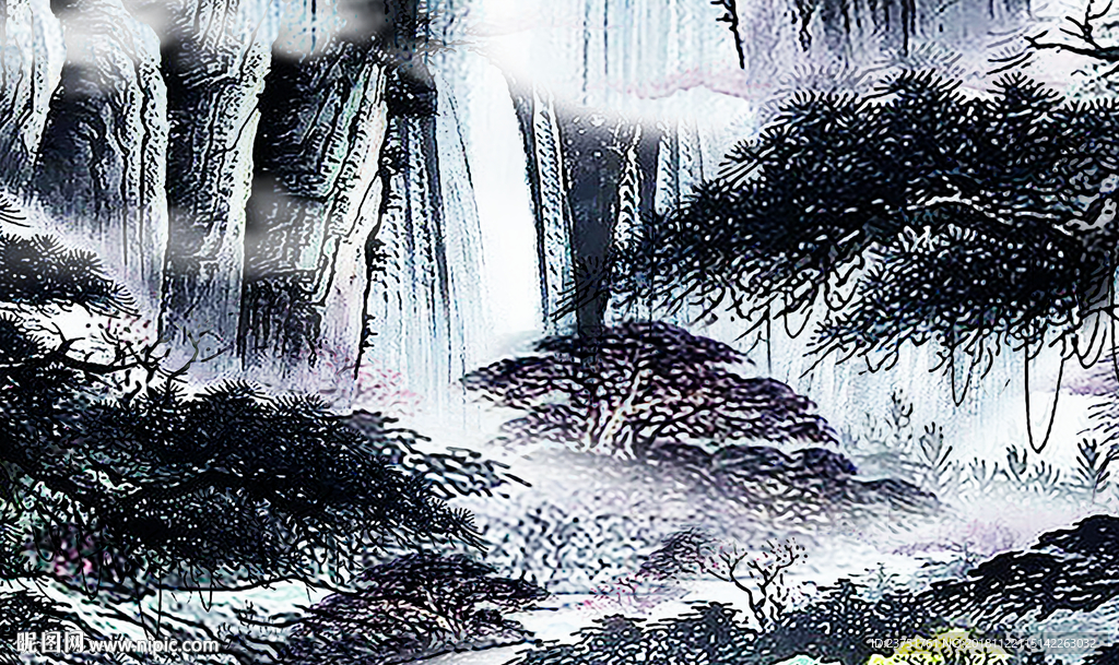 山水瀑布