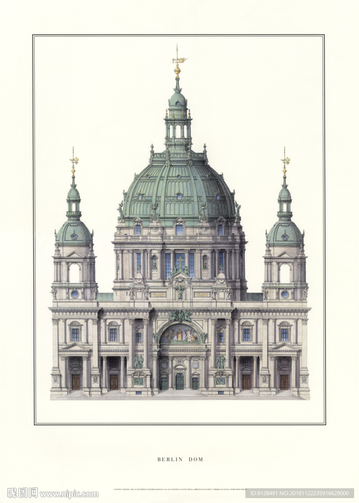 欧洲欧式古典建筑手绘建筑装饰画