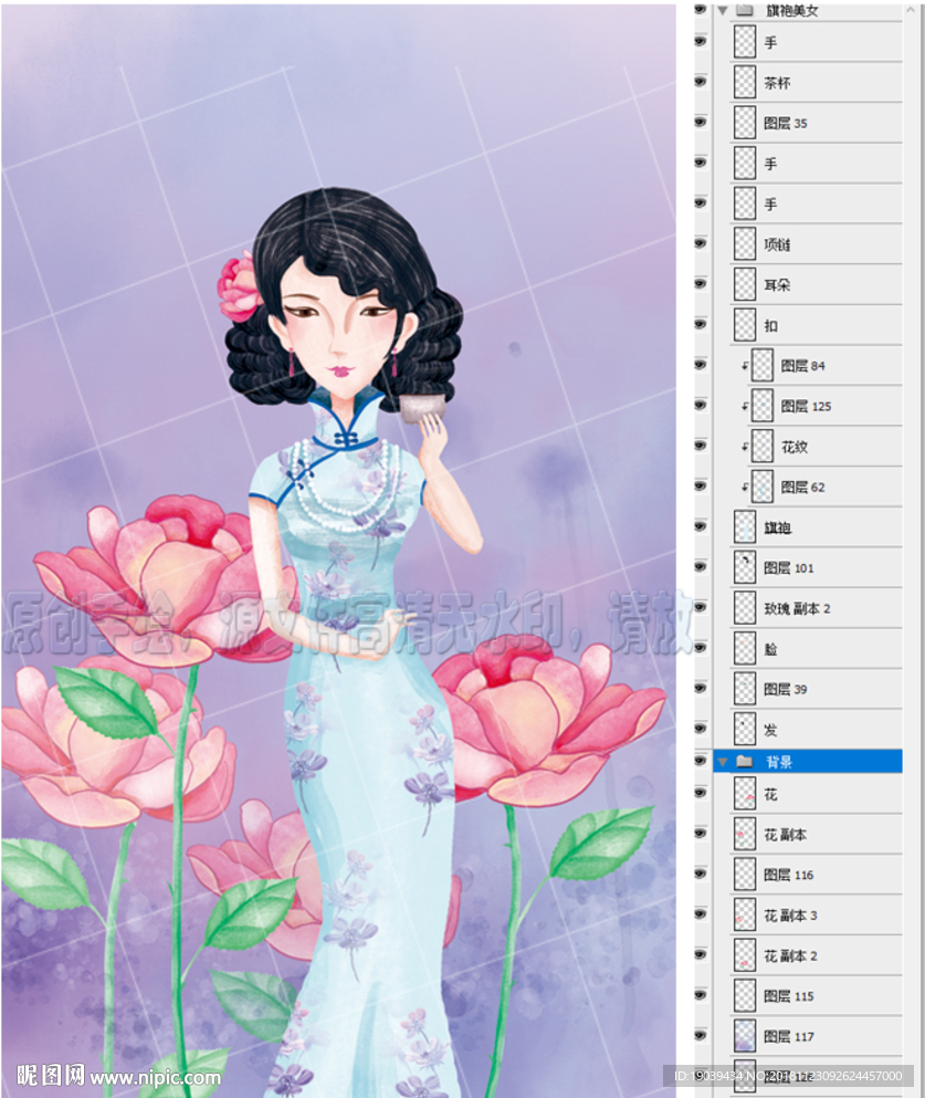 淡雅旗袍美女图片