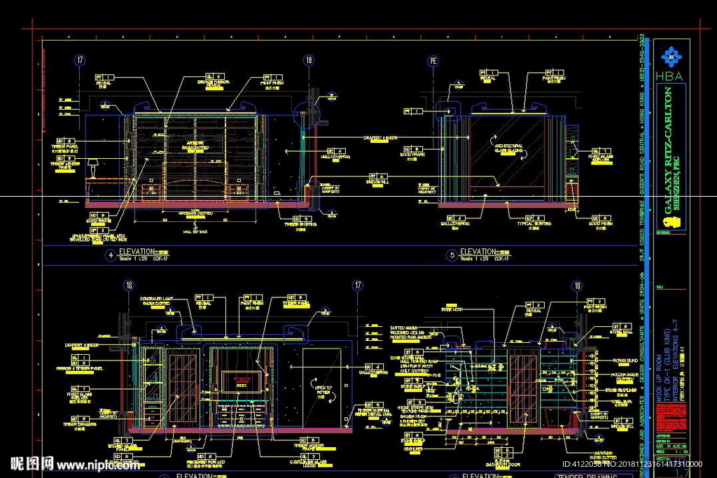 样板客房及走廊施工图