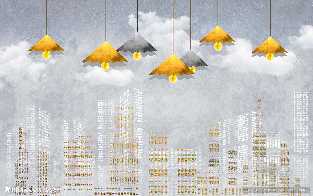 灰白城市创意玄关屏风背景底纹素