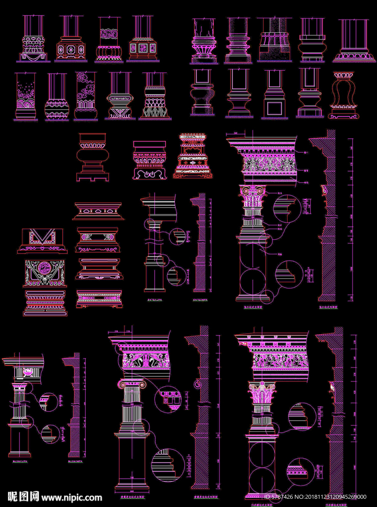 CAD常用图块之柱