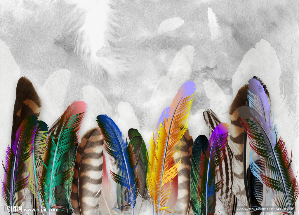 现代简约羽毛背景墙