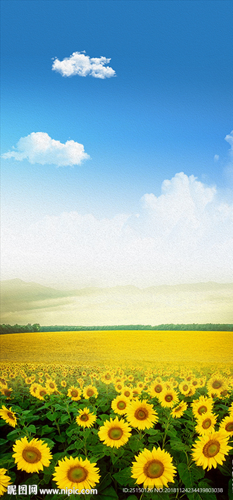 向日葵田园风景装饰画