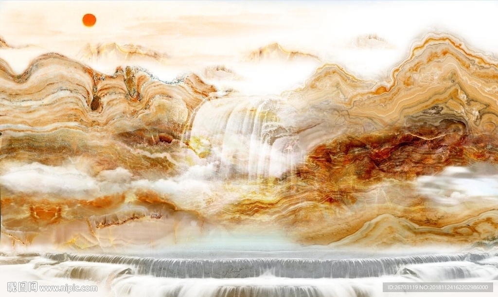 大理石山水画背景墙
