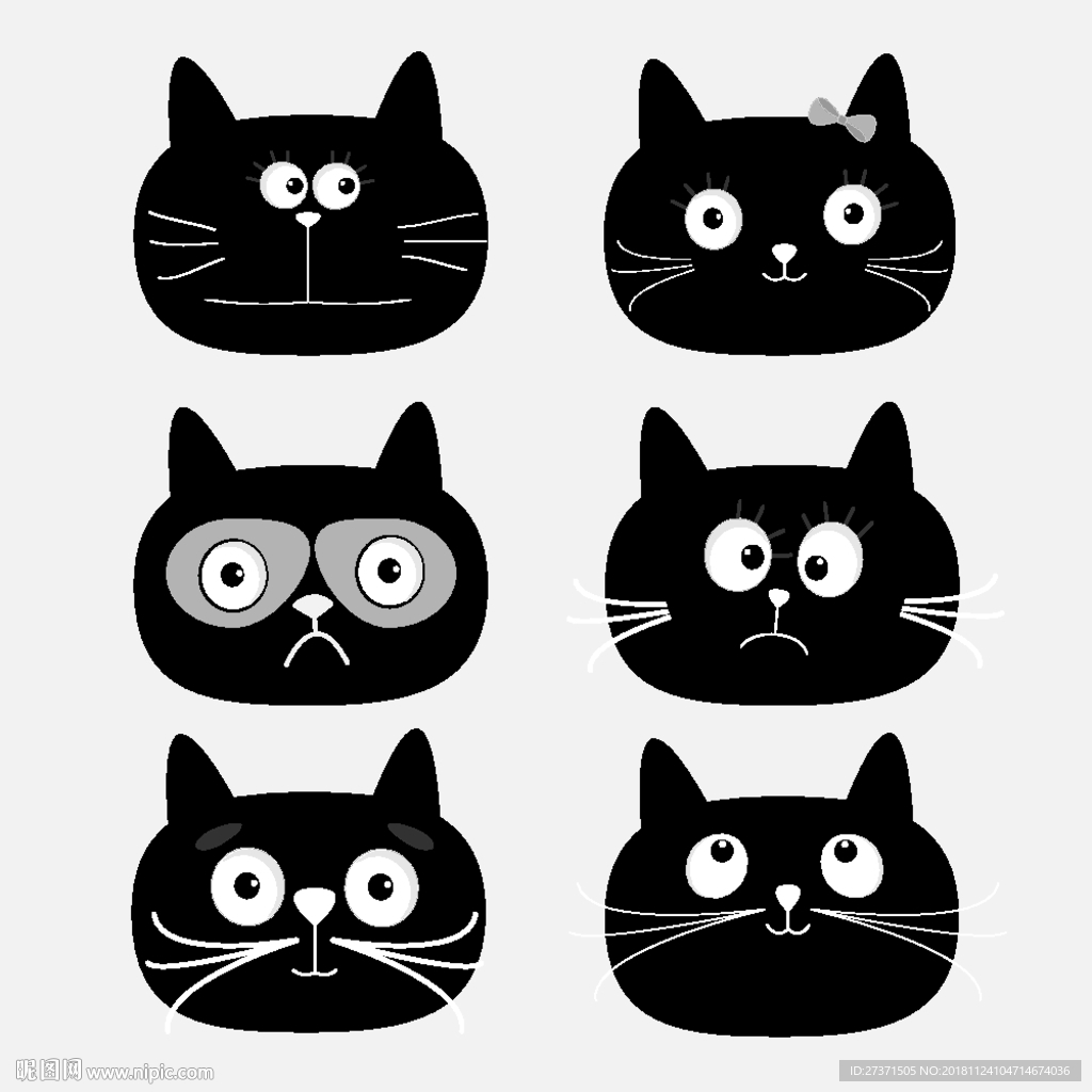 卡通猫咪AI矢量图图片