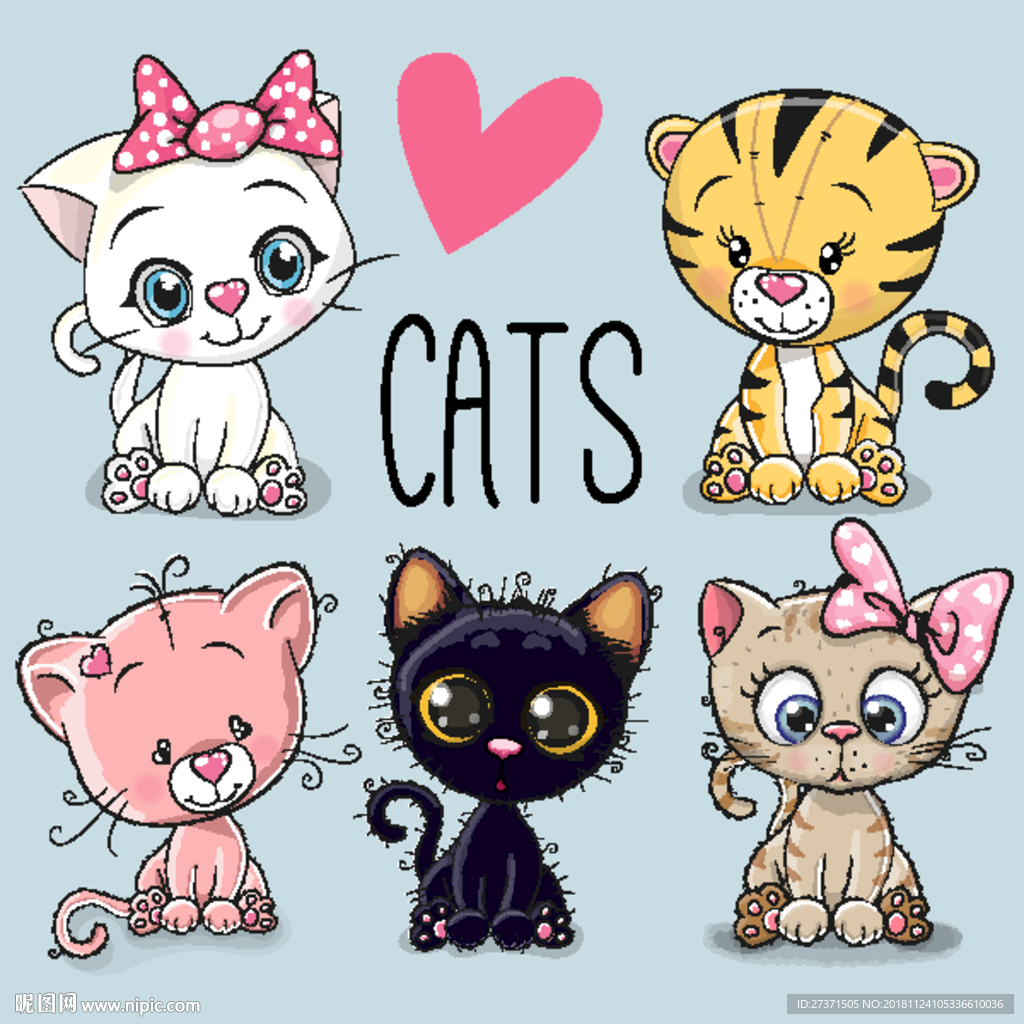 卡通猫咪AI矢量图图片