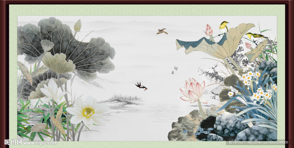 荷花图 荷花国画