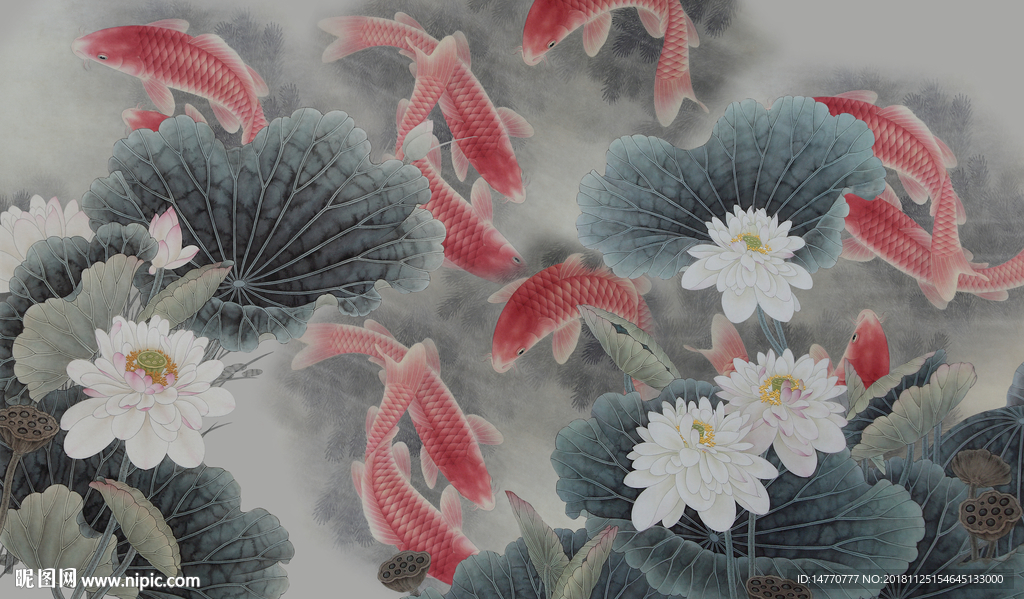 无框画荷花