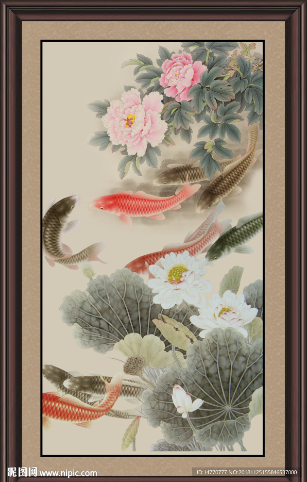 荷花鲤鱼图