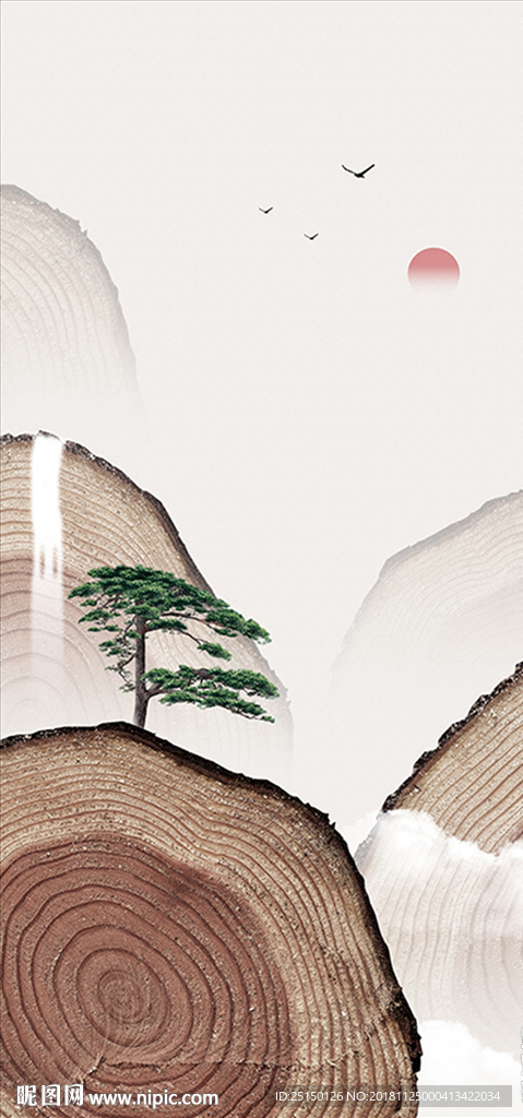 中式迎客松创意装饰画