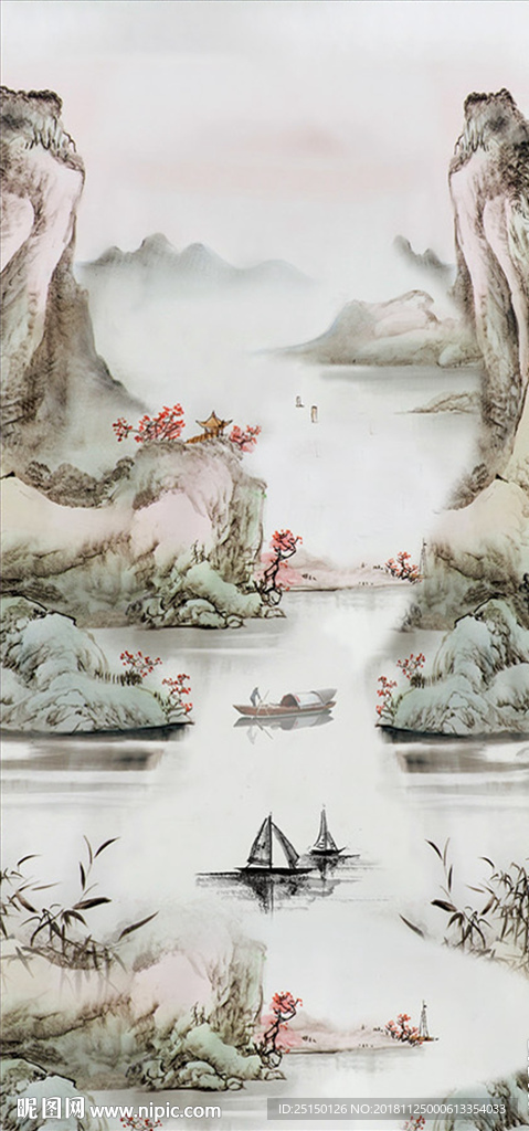 中式手绘山水装饰画