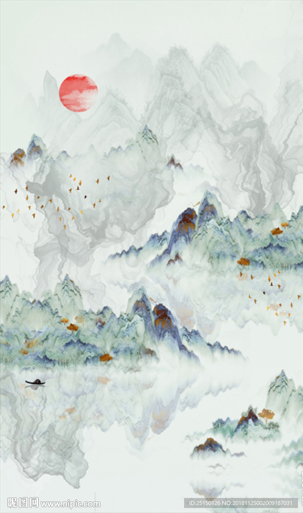 中式抽象山水装饰画