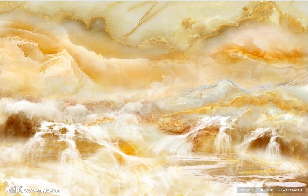 大理石纹山水画背景墙