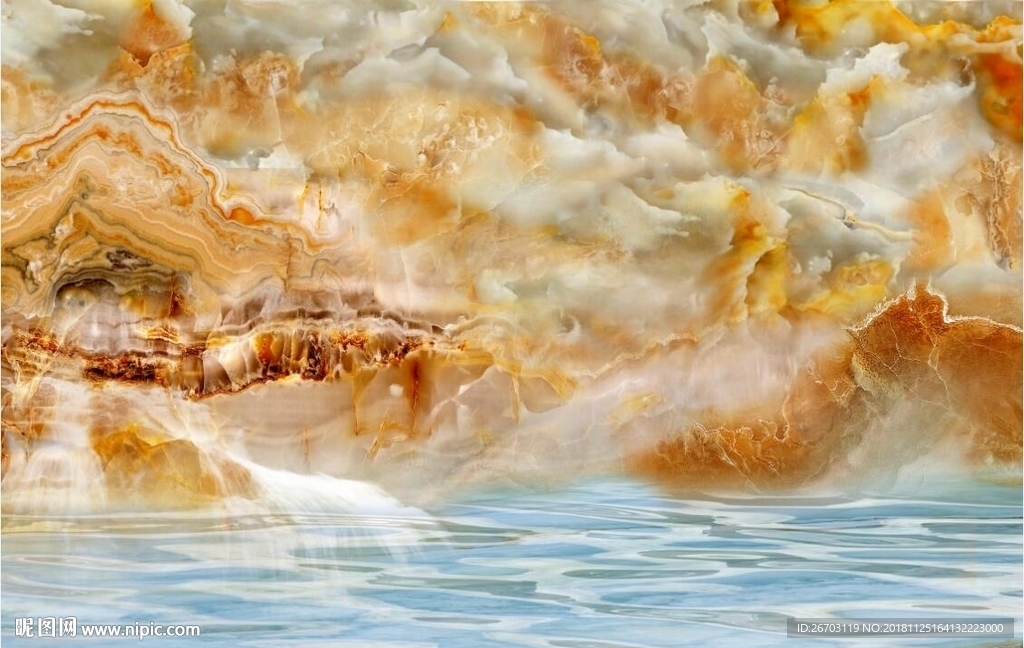 山水画背景墙大理石纹装饰画
