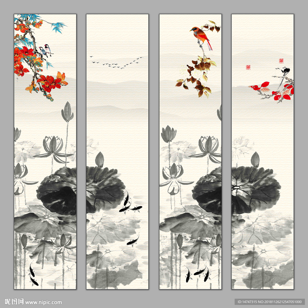 荷花 国画