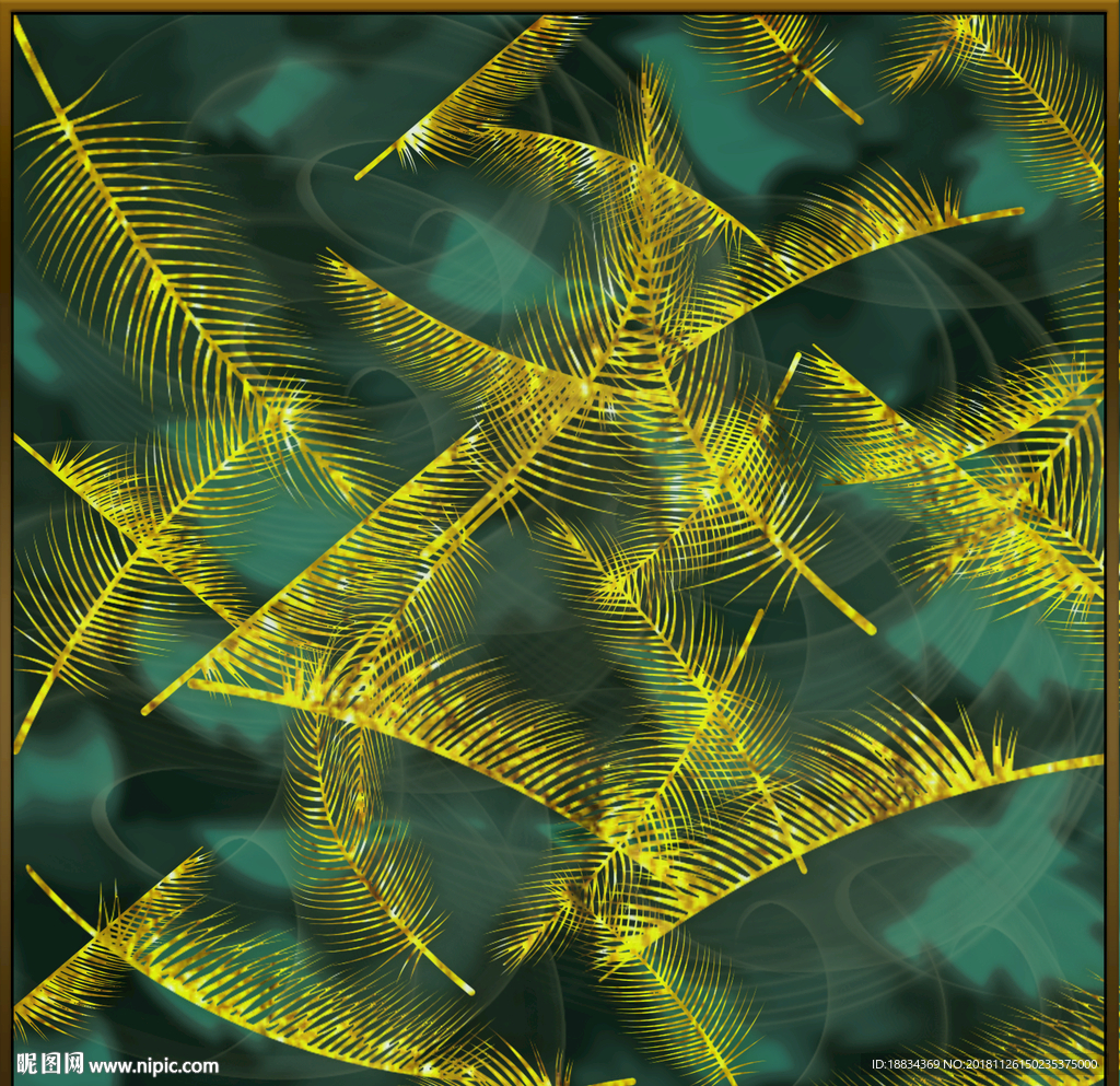 现代简约金箔树叶北欧装饰画