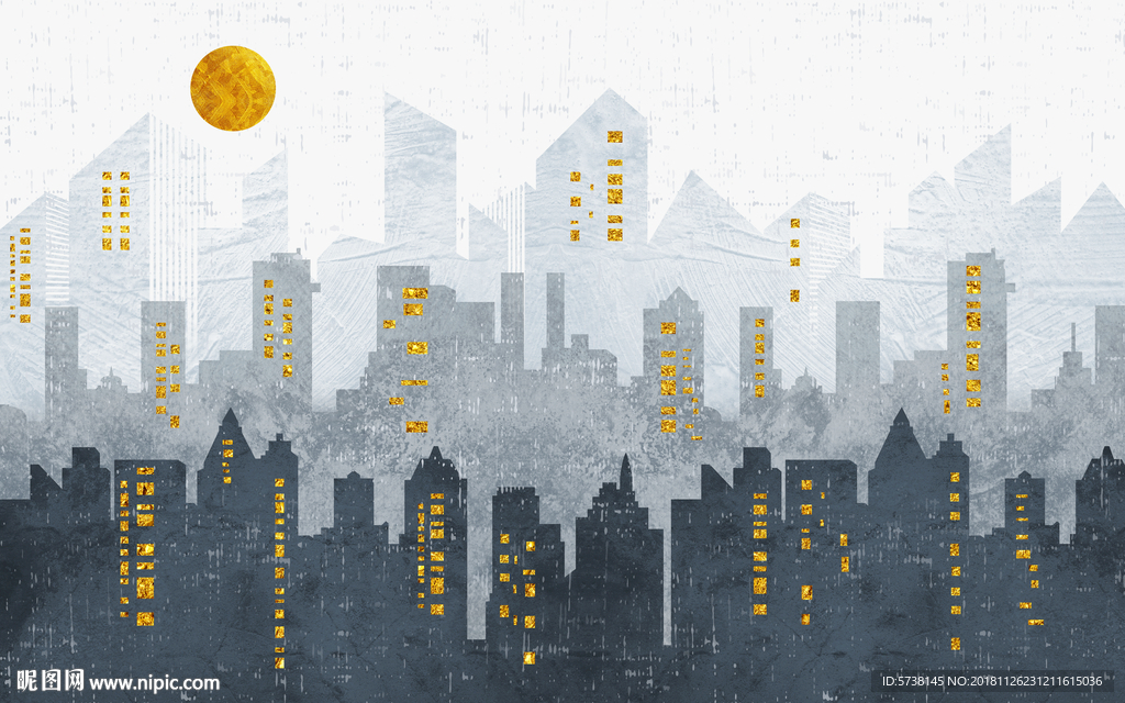 北欧抽象现代都市玄关屏风背景底