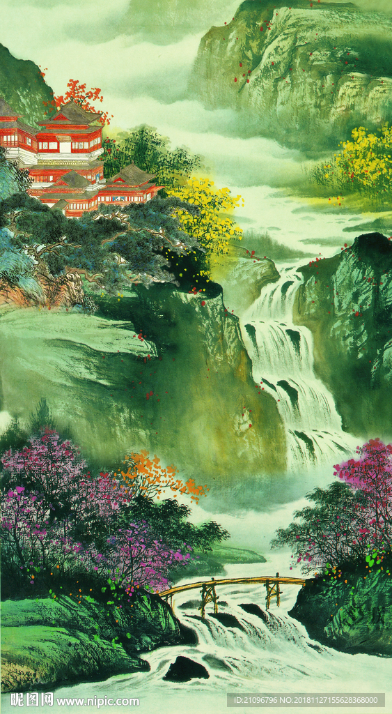 国画山水背景墙