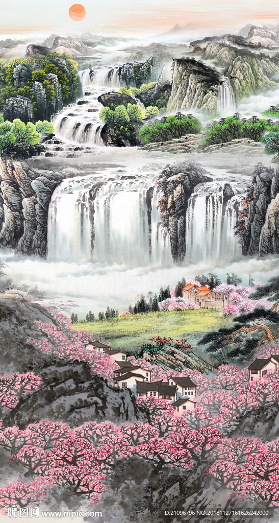 国画山水背景墙