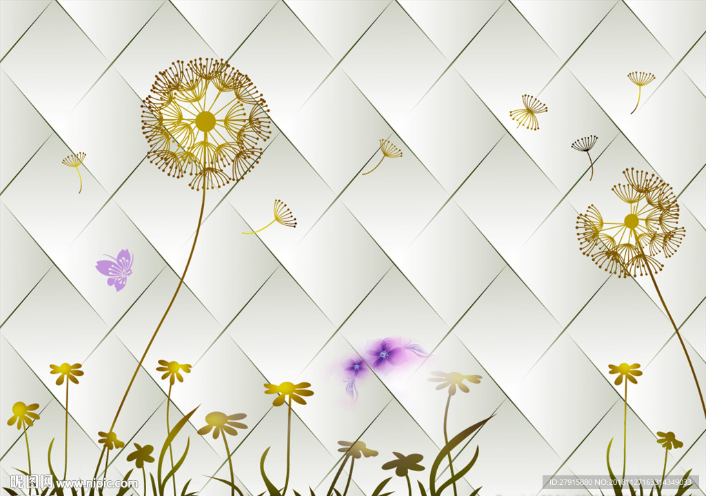 3D立体抽象花朵背景墙