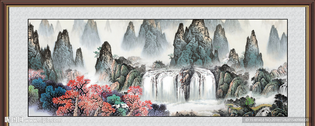 高山流水 流水生财 山水瀑布