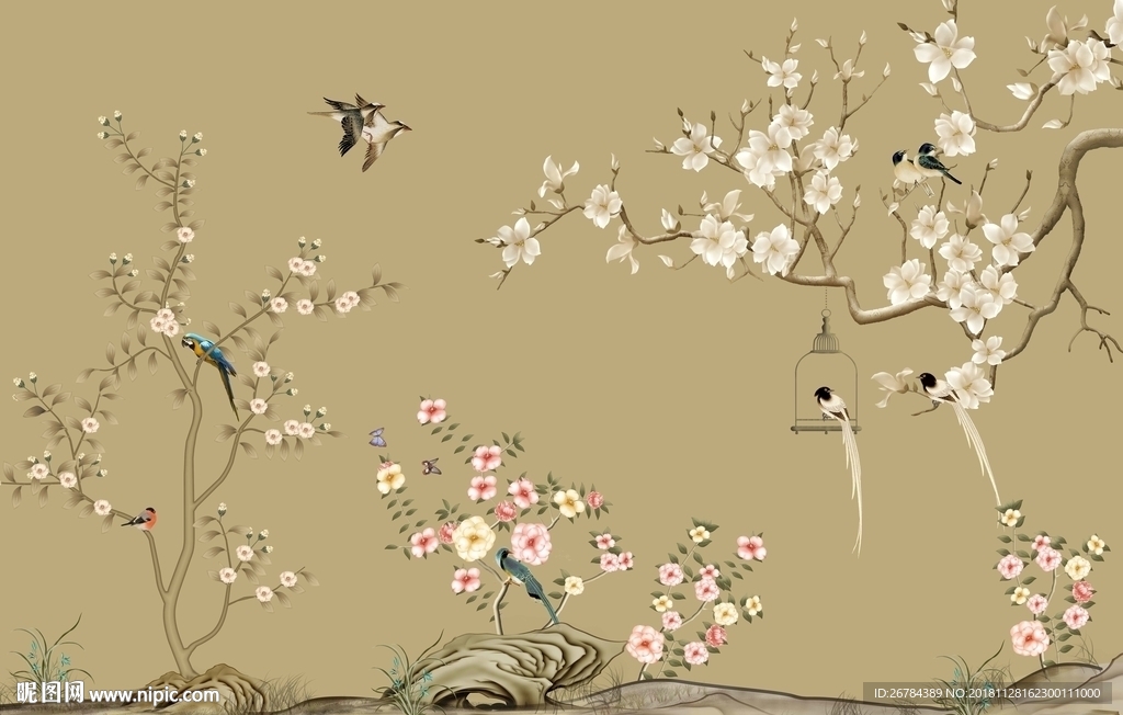 百鸟花图