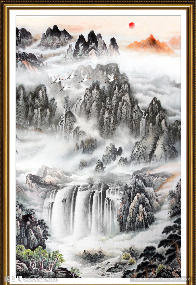 竖幅山水画