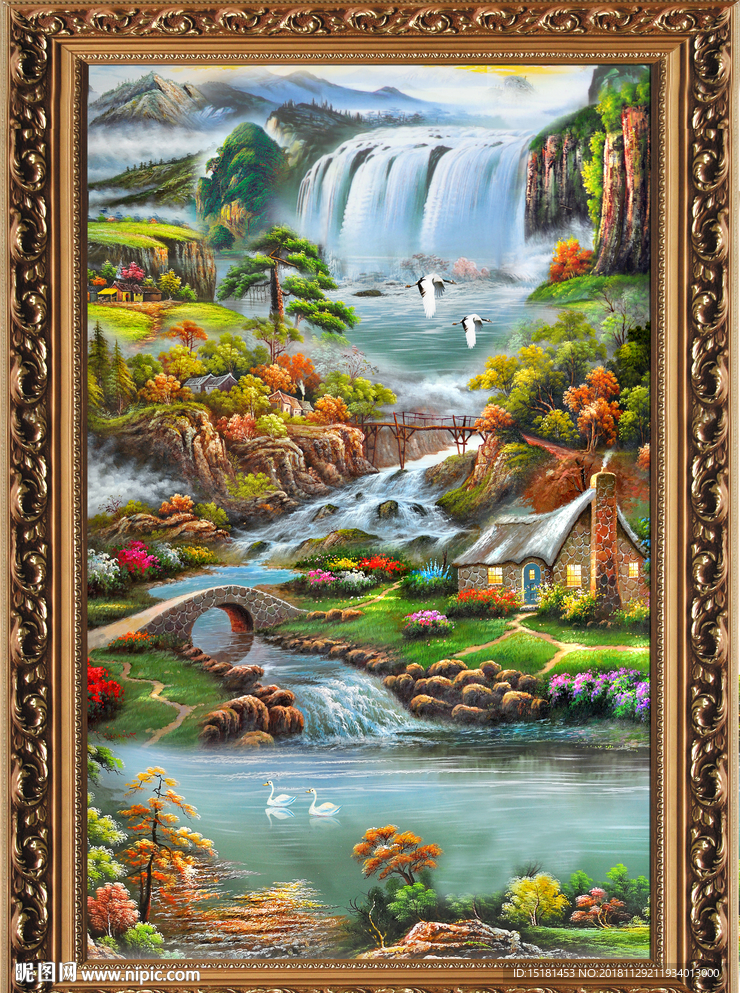 山水风景图 油画山水风景